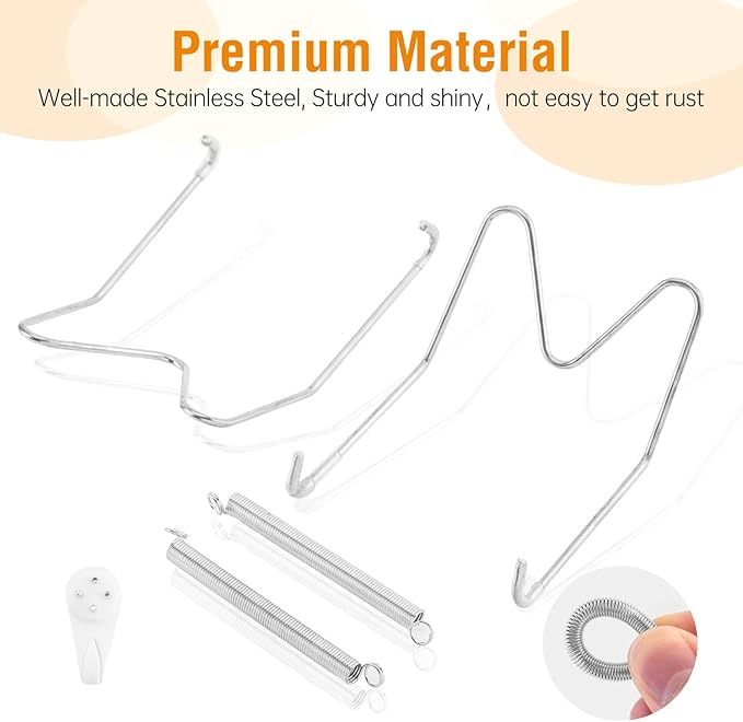 3 Pack Plate Hangers for The Wall, Suitable for 10-14 inch Art Plate, Stainless Steel Invisible Heavy Duty Wire Plate Holder with Wall Hooks, Plate Hangers for Displaying Plates, Platter, Dish, Silver