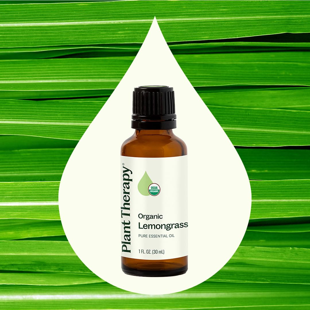 Plant Therapy Organic Lemongrass Essential Oil 100% Pure, USDA Certified Organic, Undiluted, Natural Aromatherapy, Therapeutic Grade 30 mL (1 oz)