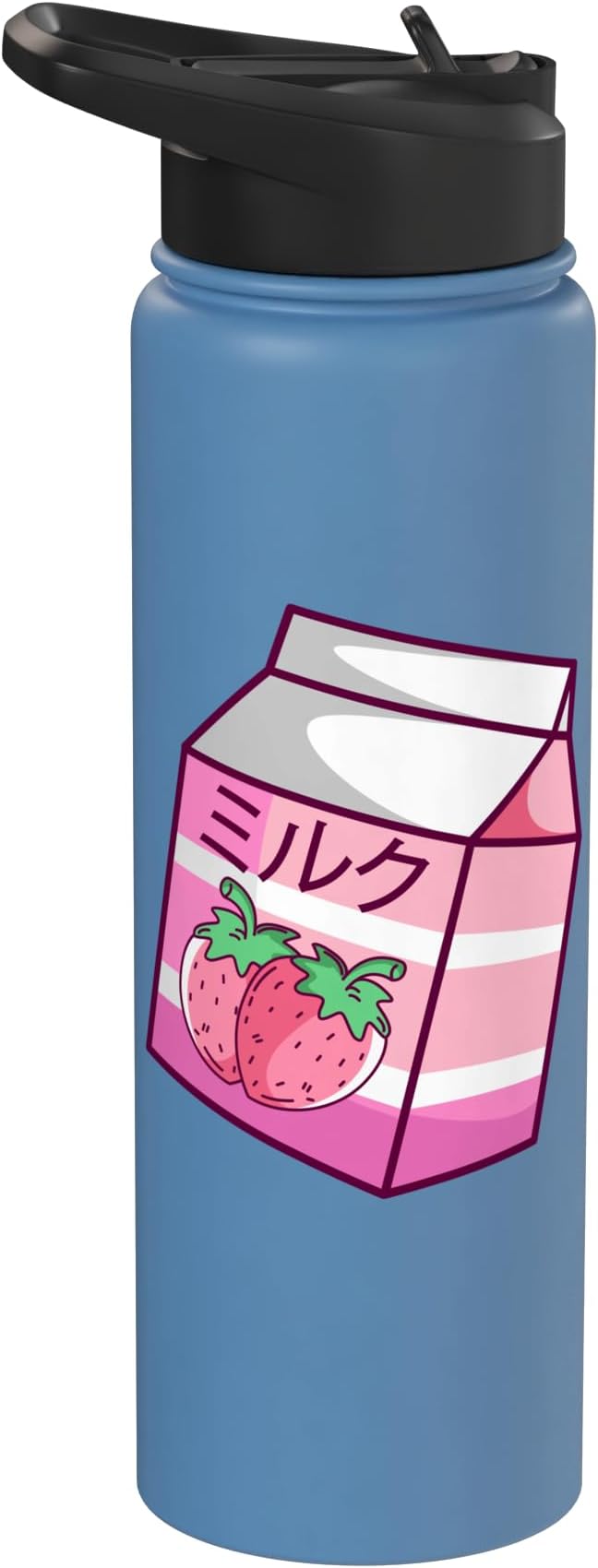 Kawaii Japanese Pink Retro 90s Strawberry Milk Carton Stainless Steel Insulated Water Bottle