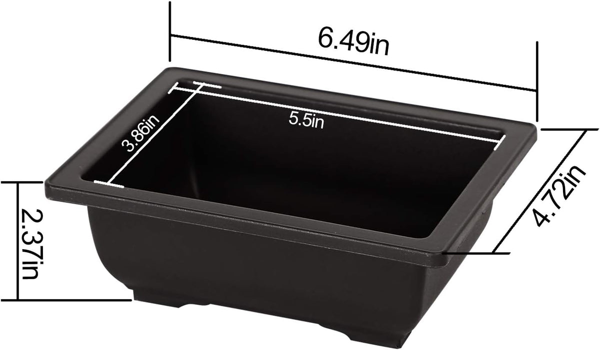 KINJOEK 15 PCS 6.5 Inch Plant Pot, Rectangular Plastic Bonsai Training Pots with 15 Humidity Trays, Flower Succulent Pots Container for Garden, Indoor, Home Decorative