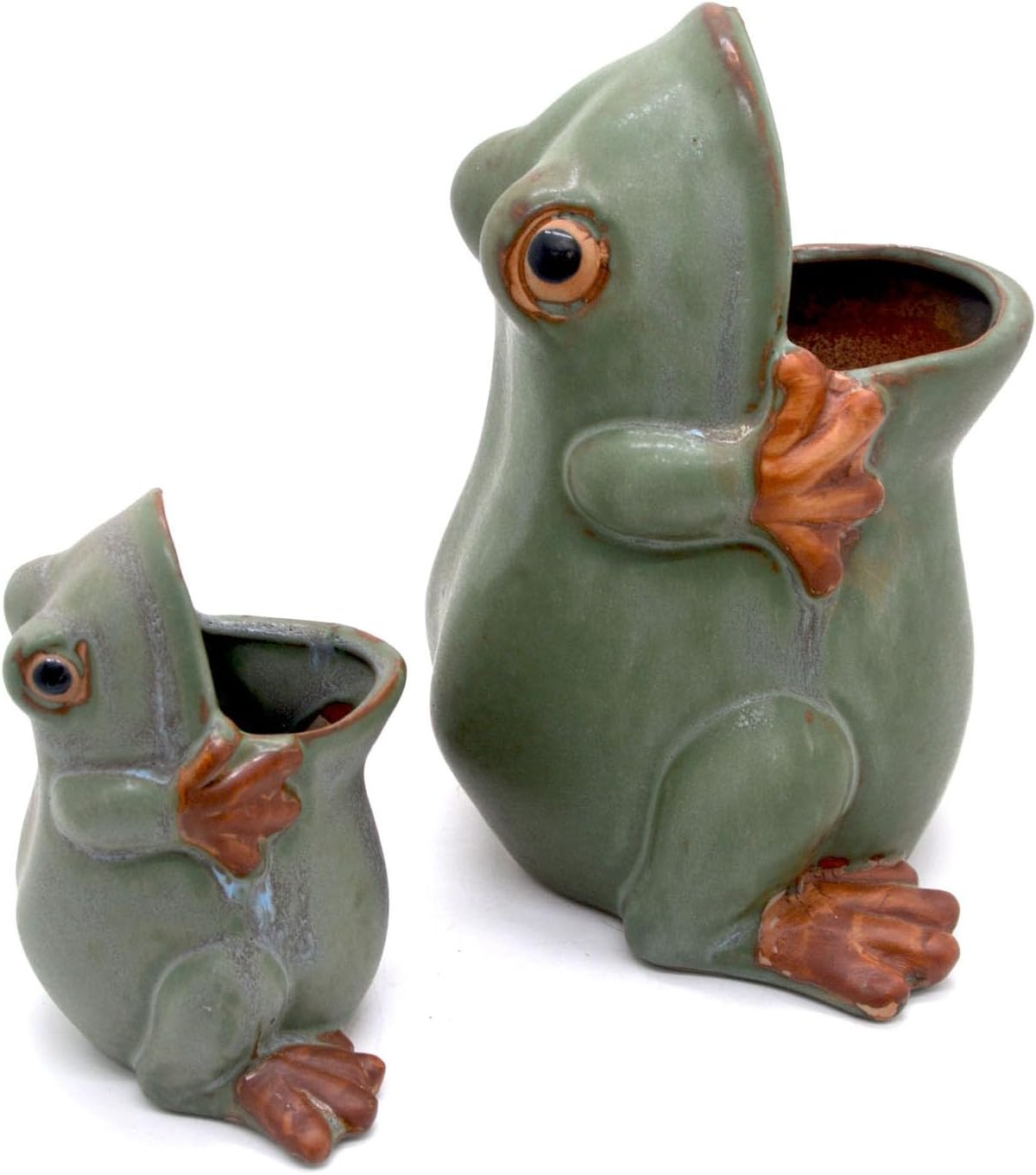 7" Ceramic Frog Shaped Plant Pot for Bonsai Flower Succulent Planter Candy Dish Pencil Holder Decor Multipurpose Frog Gift