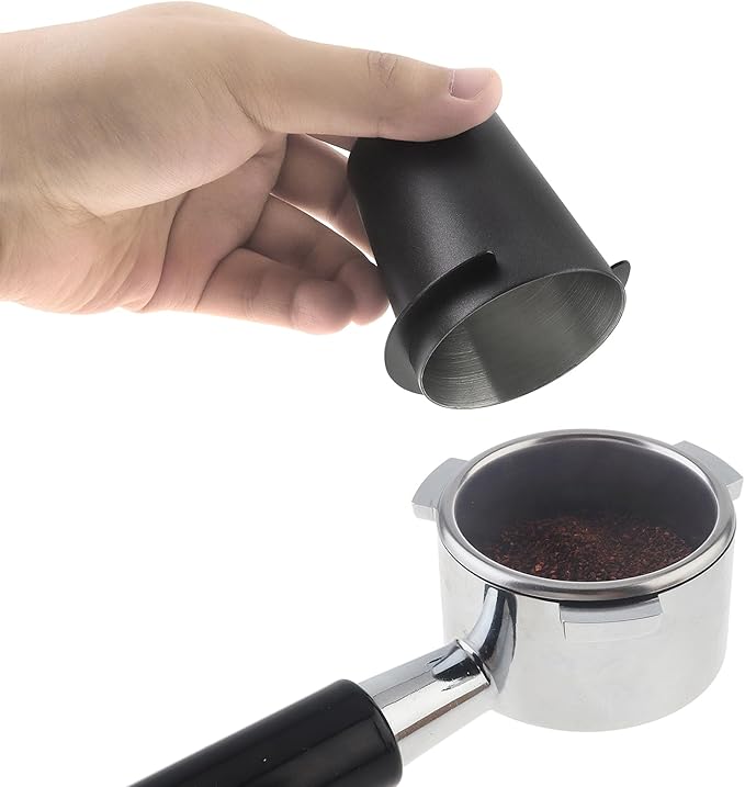 2 Pcs Coffee Dosing Cup 58mm, Stainless Steel Dosing Cup Compatible with All 58mm Portafilter, Stainless Steel Espresso coffee Dosing Cup (2, Black, 58mm)