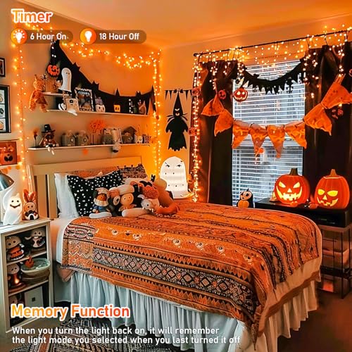 150 LED Orange Halloween Lights Indoor (59 Foot)