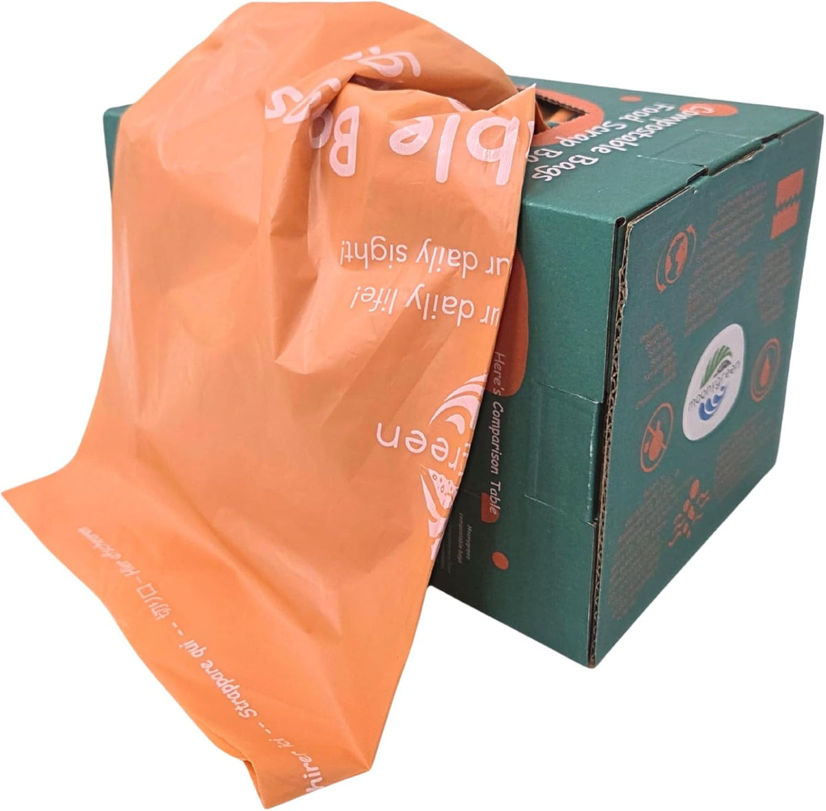 Compost Bags Small Trash Bags 2.6 Gallon, Extra Thick, US BPI ASTM D6400 Certified Compostable Food Scrap Kitchen Waste Bags, 100 Count