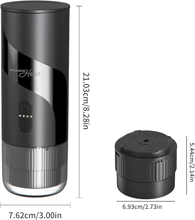 Magnavox HOME Portable Espresso Coffee Maker (Grounds or Pods) with Fast Brew Technology & Single Touch Control, Ideal for Offices or Travel