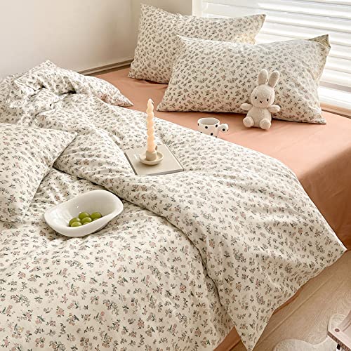 Vintage Style Boho Floral Comforter Set King Fluffy Soft Pink Floral Bedding Set Aesthetic Flower Botanical Comforter with 2 Pillowcases Farmhouse Boho Bedding Comforter King Size (3 Piece Set)