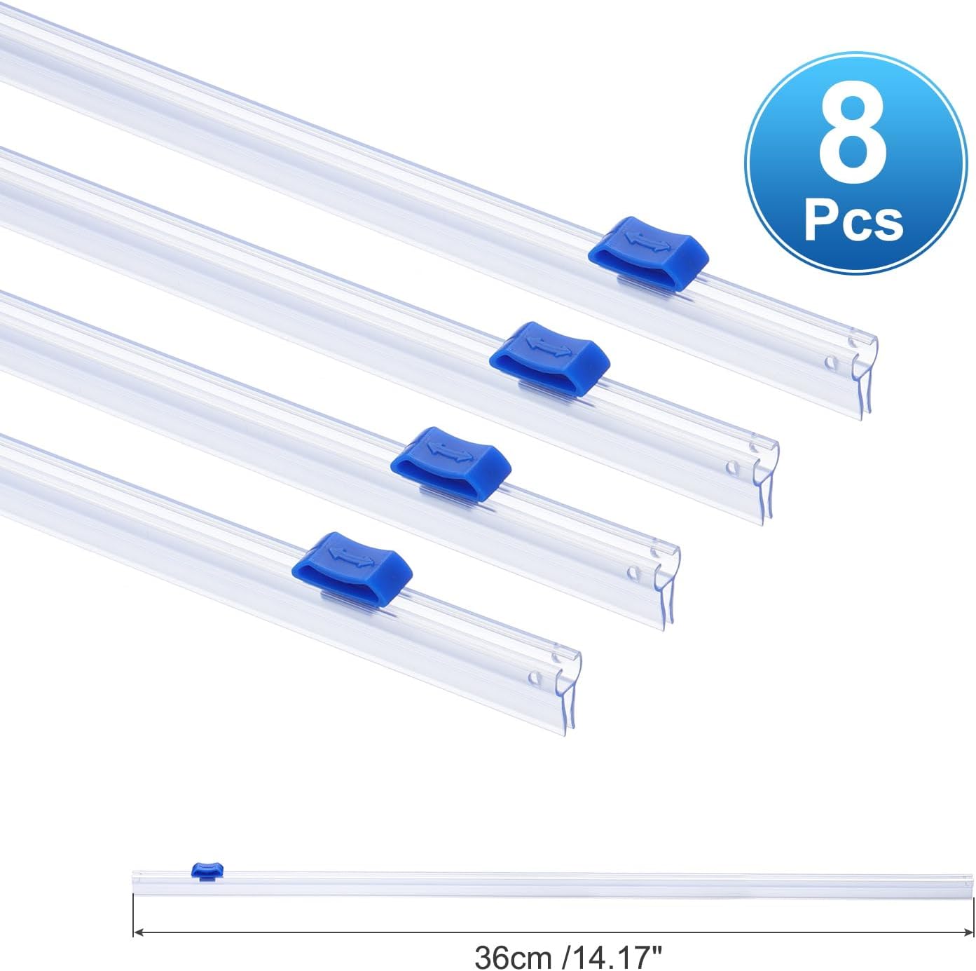 PATIKIL 8pcs Plastic Wrap Cutter, 14in Plastic Wrap Slide Cutter Snap Card Slot Installation Replacement for Aluminum Foil Wax Paper Parchment Paper Wrap Dispenser, Blue