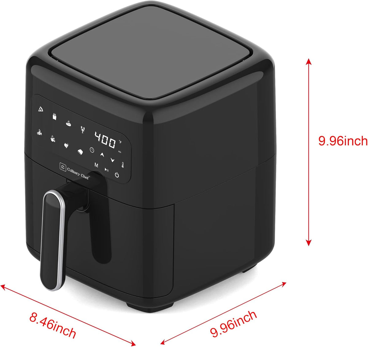 3.2-Quart Electric Air Fryer, Adjustable Temperature, Touch Panel Control, One-Touch Cook Functions, and 360° Rapid Cooking, 1200 Watt Power