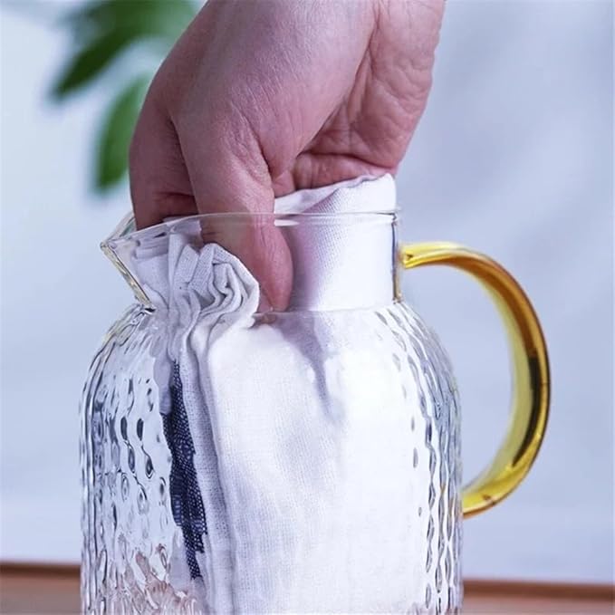 Tea Set Glass Water Pitcher with Filter Lid and Pouring Spout Heat Resistant Carafe for Hot Cold Beverages Homemade Ice Tea Bottle Teapot Set(1.8L)