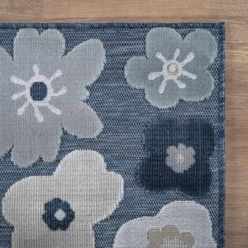 Outdoor Rug 5x7 Modern Floral Tropical Area Rugs for Outdoor and Indoor Patio Easy to Clean Non Shedding Living Room Porch Garden Washable Outside Carpet (35 Sq Ft)