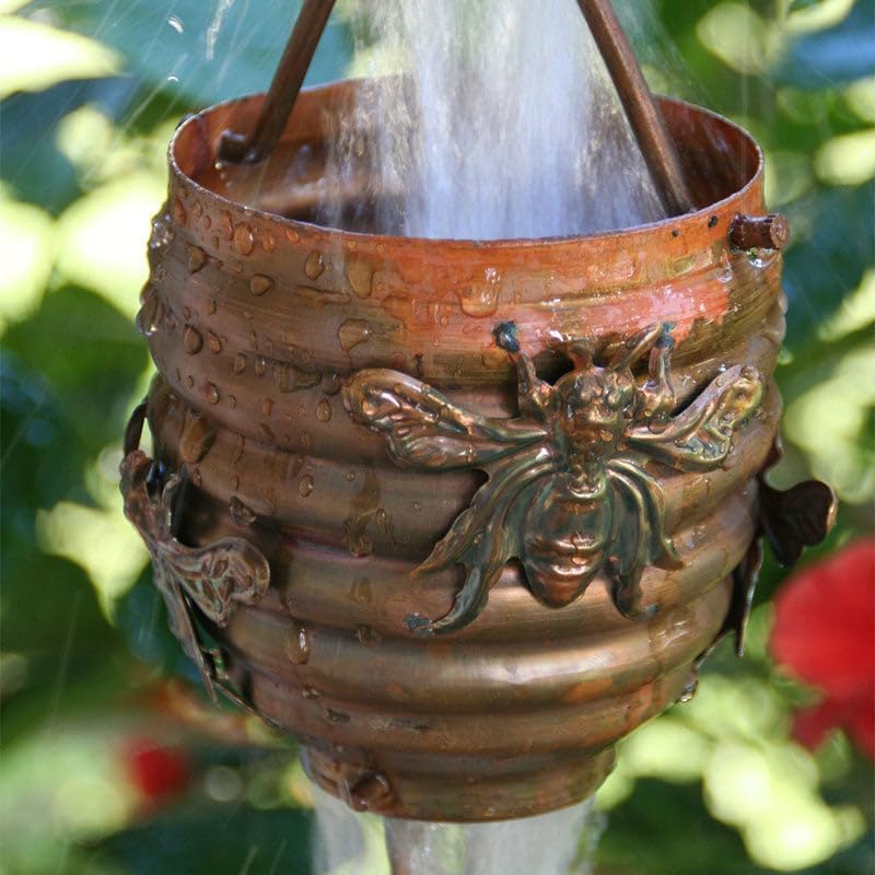 Nutshell Stores Honeybee & Hive Copper Rain Chain - Copper - 17 Feet