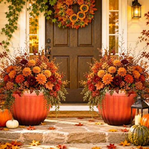 Autodaya 15" Large Planters For Outdoor Plants Set Of 2 Plastic Flower Pots (2 Count)