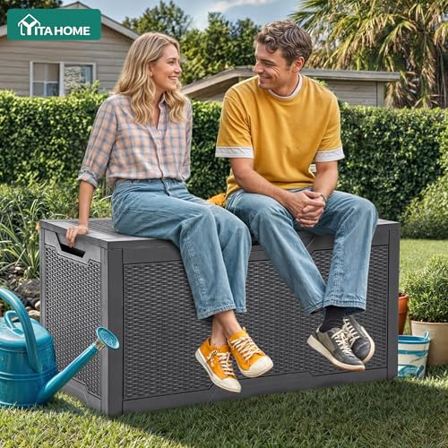 100 Gallon Large Resin Deck Box Outdoor Storage Boxes for Patio