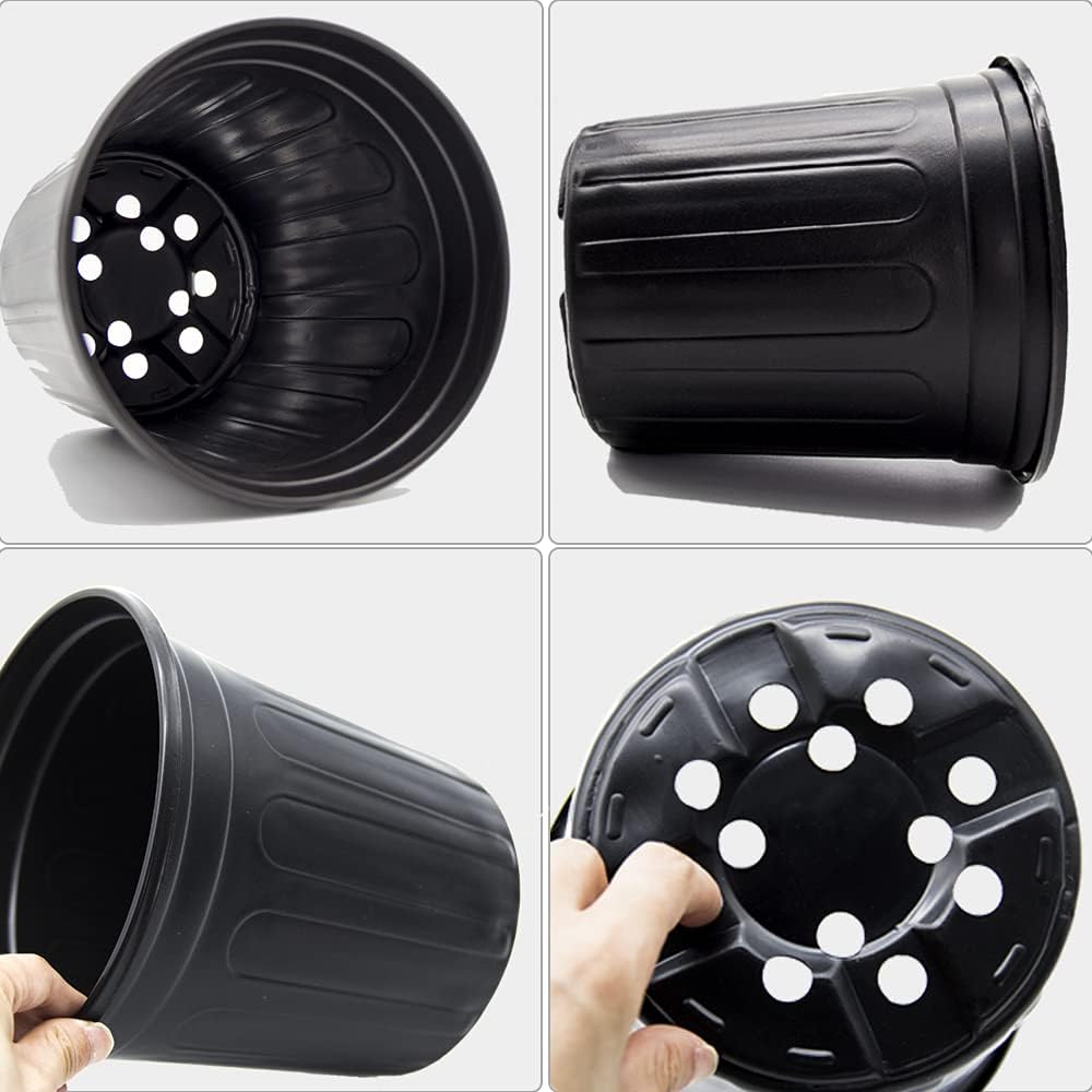 100-Pack 1 Gallon Flexible Flower Plant Nursery Pots, Plastic Plant Pots with Drainage Holes,Garden Flower Pots for Succulents, Seedlings, Cuttings, Transplanting