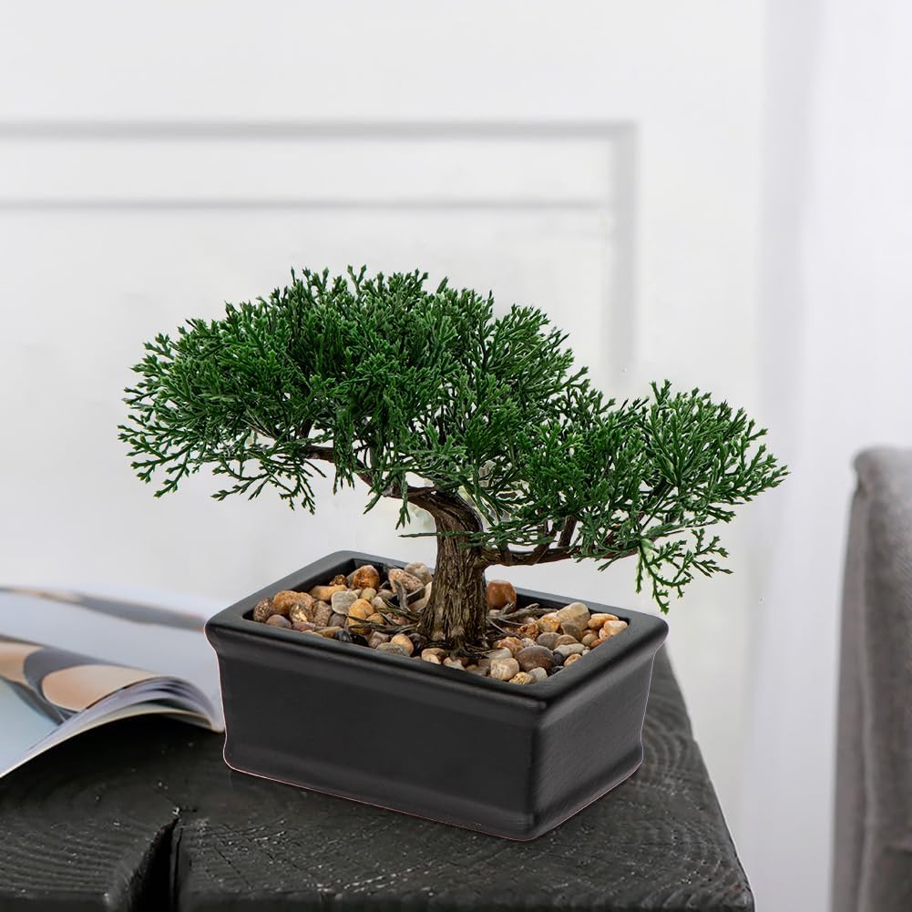 Artificial Bonsai Tree Juniper Faux Plants Indoor Fake Plants Decor with Ceramic Pots for Home Table Office Desk Bathroom Shelf Bedroom Living Room Farmhouse Decoration