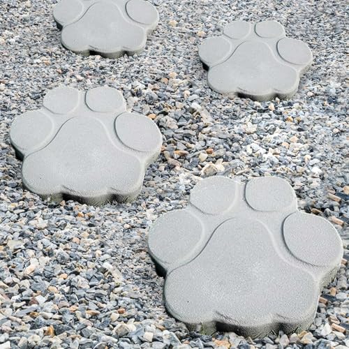 2 Pcs Paw Print Stepping Stone Molds for Concrete (2 Count)
