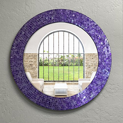 24" Round Rainbow Mosaic Wall Mirror