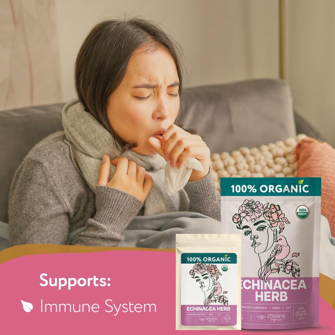 Super Value Pack 5 LB - Organic Echinacea Leaf Tea - Immune System Support - Medicinal Tea for Winter