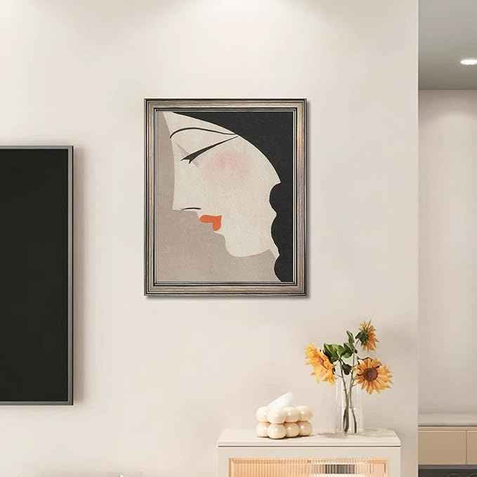 Japanese Wall Art Framed Vintage Woman Portrait Oil Painting Asian Wall Art Girl Room Bedroom Living Room Bathroom Decor