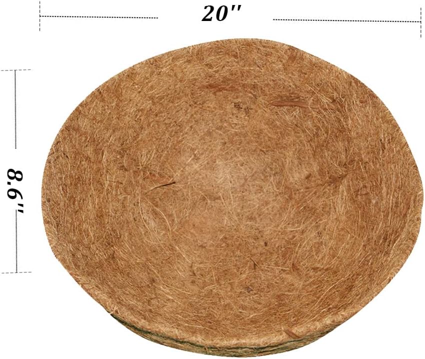 4PCS Coco Liner for Hanging Basket 20 Inch Round 100% Natural Planter Liner Replacement Plant Basket Liners Coco Fiber Liner for Garden Planters Coconut Coir Liner Flower Pot for Hanging Basket