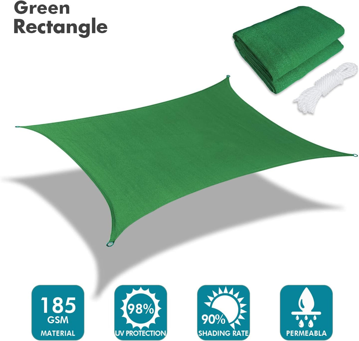 KANAGAWA 6'X7' Dark Green Custom Size Sun Shade Sail Rectangle UV Block Canopy Cover for Patio Backyard Lawn Garden Outdoor (Customized Available)