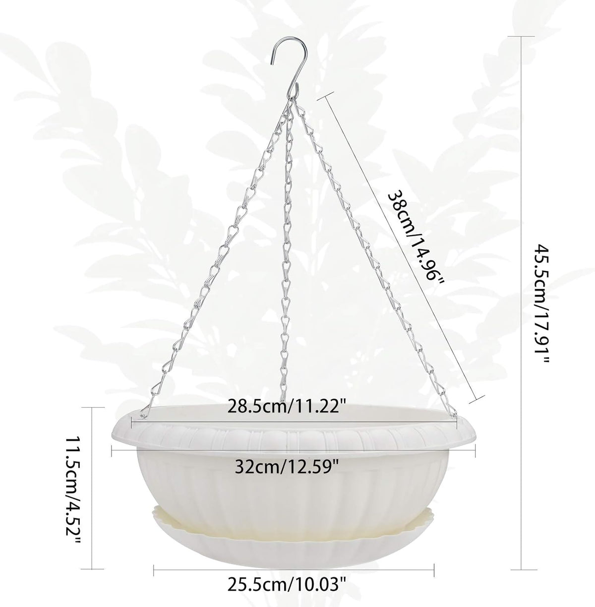 summer flower 12.59" Large Hanging Planters with Drainage Hole&Tray, Hanging Flower Pots Plastic Plant Hanger Holders Hanging Basket for Indoor Outdoor Home Garden Herb Succulent (Pack 3)