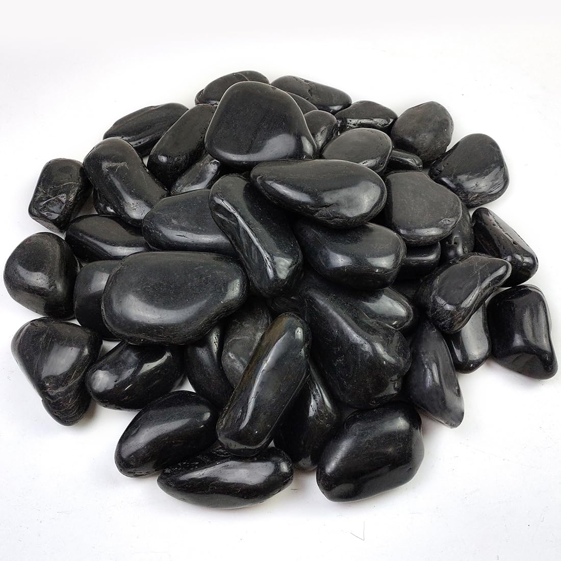 20lbs Large River Rocks for Landscaping, 3-4" Black Pebbles for Garden Design, Hand-Picked Smooth Stones for Fish Tank, Flower Pots, Indoor Water Fountains, Pathways, Backyard