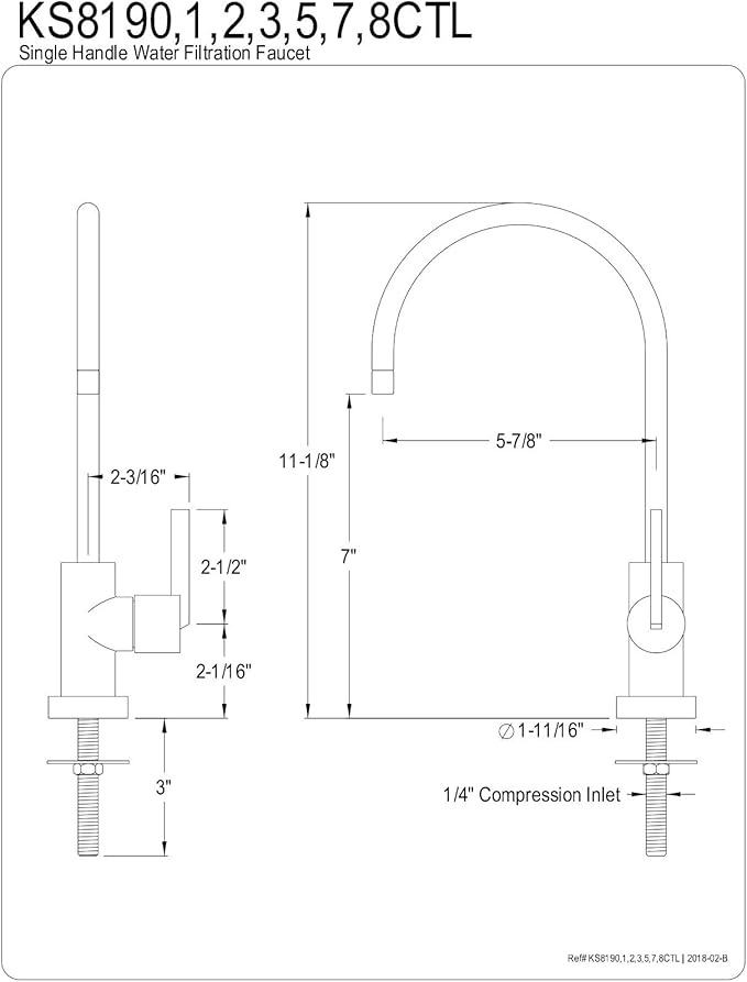 Kingston Brass KS8198CTL Continental Single-Handle Water Filtration Faucet, Brushed Nickel