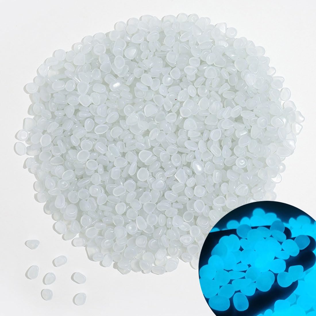 Glow in The Dark Stones 1000 Pcs Glow Pebbles Aquarium Rocks White Stones for Fish Tank Lawn Yard Garden Walkway Plant Pots
