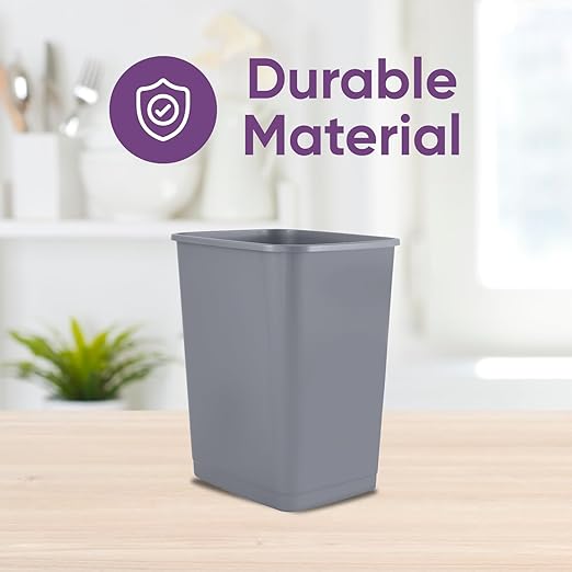 Superio 1.25 Gallon Mini Trash Can, Plastic Bathroom & Office Unlidded Waste Bin Only, Small Desktop, Dorm, Vanity, Under Sink, Cabinet, Countertop Garbage Can, Slim Diaper Pail (4, Grey)