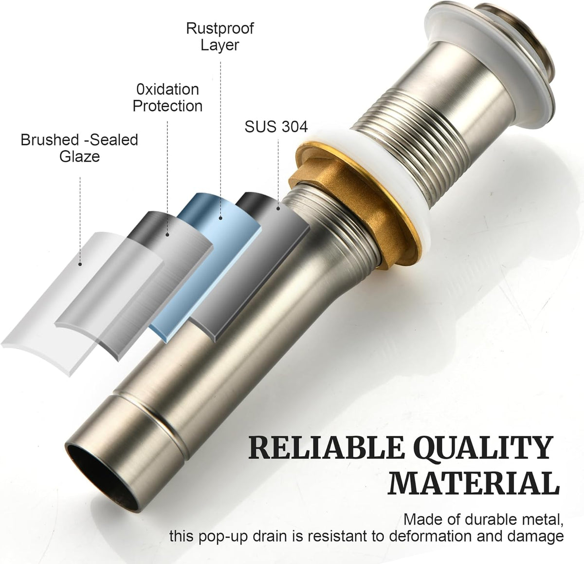 Pop up Sink Drain Stopper for Bathroom Vessel Vanity Sink Art Basin Brushed Nickel, Small Cap Without Overflow, Metal Pop-up Drain Strainer with Detachable Basket Stopper