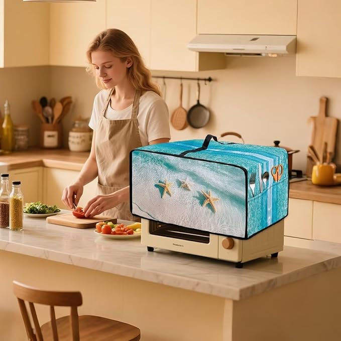 Convection Oven Cover Kitchen Countertop Appliance Covers Washable Convection Microwave Oven Protector 16.5 x 20.5 x 10 inches, M, Beach Starfish Hawaii