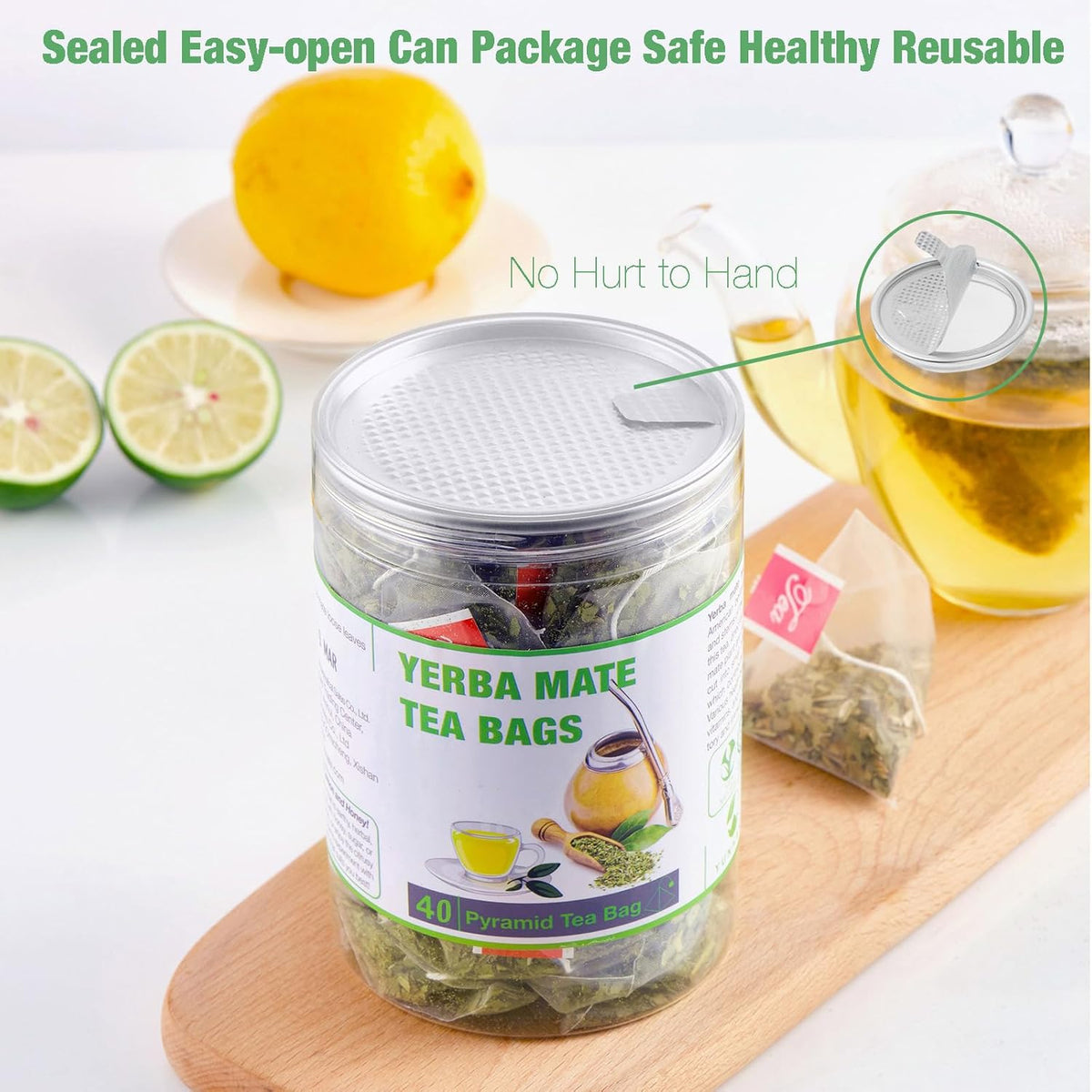 40 Yerba Mate Tea Bag, 3g/bag, Unsmoked Yerba Mate Loose Leaf Tea Packets, Unsweetened, from Argentina - Rich In Antioxidants