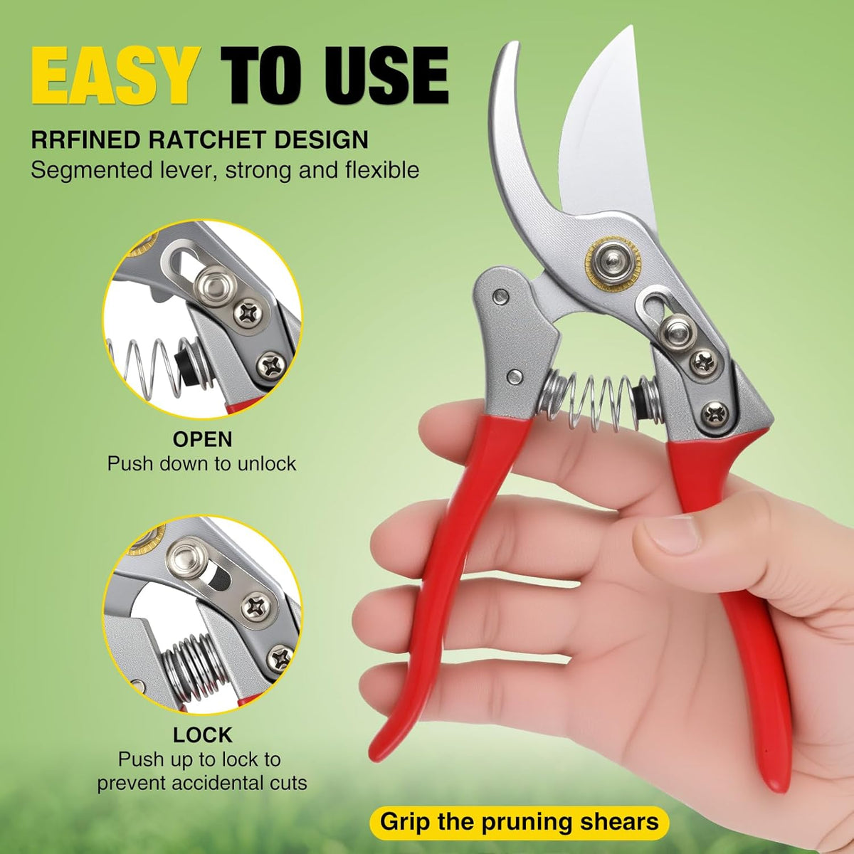 Yesker Pruning Shears Garden Shears 8.6" Professional Bypass Garden Scissors Yard Clippers with Sharp SK5 Steel Blade Heavy Duty Hand Pruners for Branch Flower Plant Trimming Cutting Gardening Tools