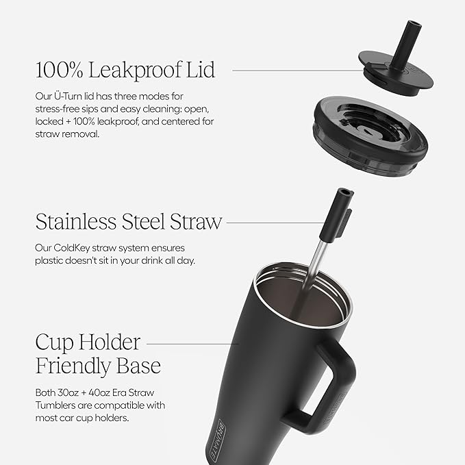 BrüMate Era 30 oz Tumbler with Handle and Straw | 100% Leakproof Insulated Water Bottle Tumbler with Lid and Flexible SoftSip Straw | Made of Stainless Steel | Cup Holder Friendly | 30oz (Kiwi)