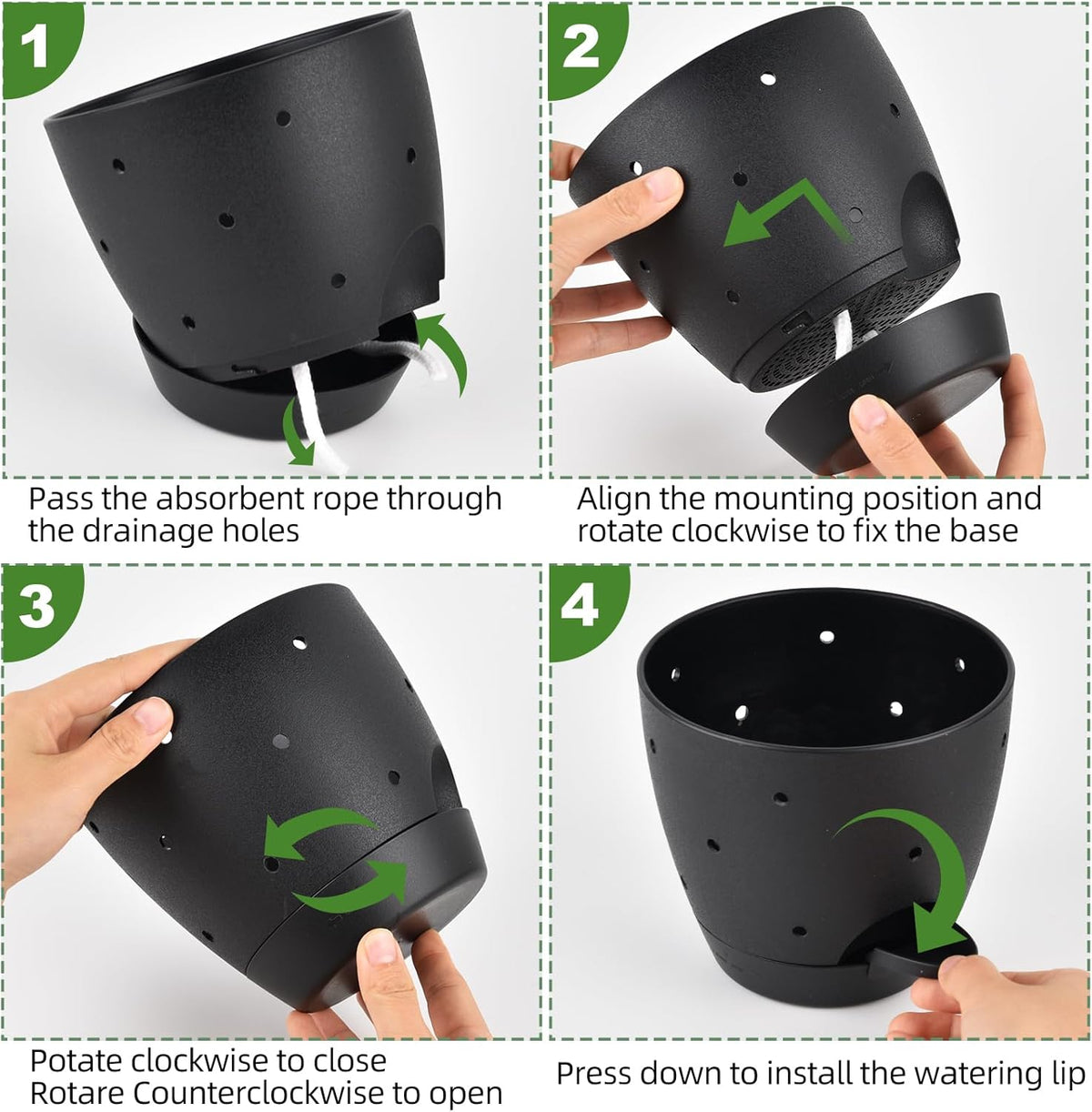 6 Inch Orchid Pots with Holes, 2 Pack Self Watering Planters for Orchids Plastic Orchid Pot Plant Flower Pots for Orchids Indoor Outdoor (Black)