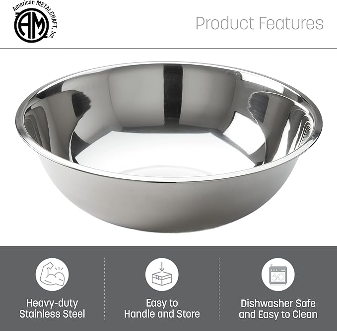 American Metalcraft 3/4 qt Stainless Steel Mixing Bowl, Silver (SSB75)