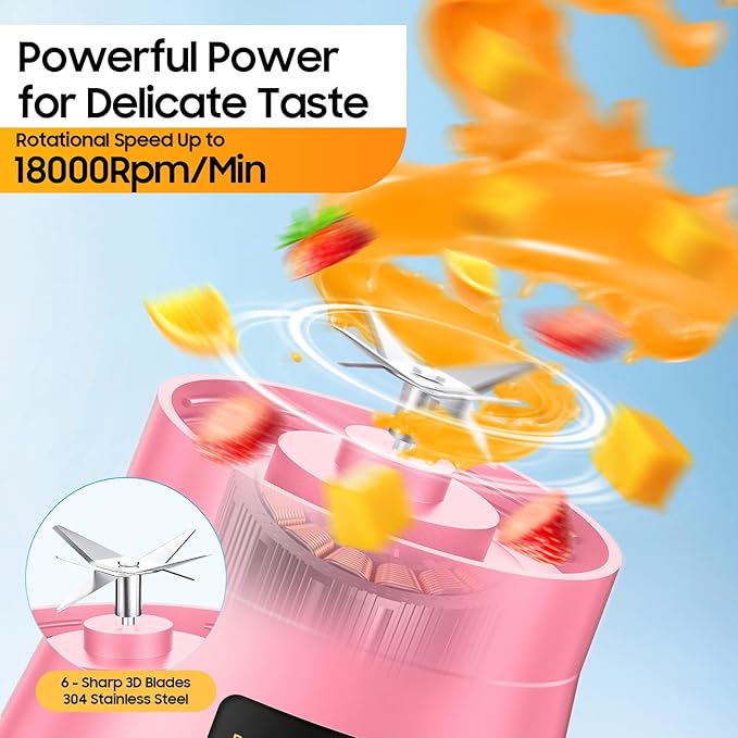 Cordless Personal Size Portable Blender - 380Ml Blender Smoothies and Shakes, BPA Free Traveling Juice Cup with Powerful Blending, Freshly Squeezed in Sports/Travel/Home