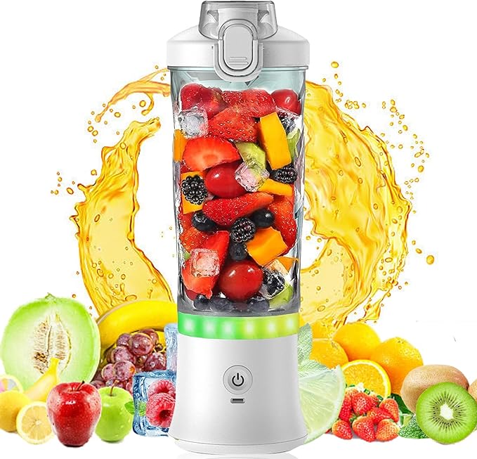Portable Blender for Smoothies Shakes Juice, 20 Oz for Gym Home Office Travel, Personal Small Mini Glass Mixer, with 6 Blades 150W USB Rechargeable Electric Handheld Blender Cup Bottle