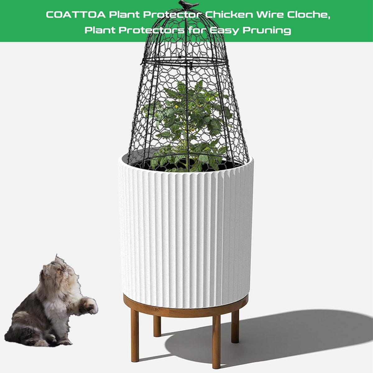 Plant Protector Chicken Wire Cloche 4 PCS, Plant Protectors from Animals, 18.7×12 Inch Large Garden Cloches for Plants, Sturdy 2-in-1 Cloche Dome for Plants, Plant Protectors for Easy Pruning