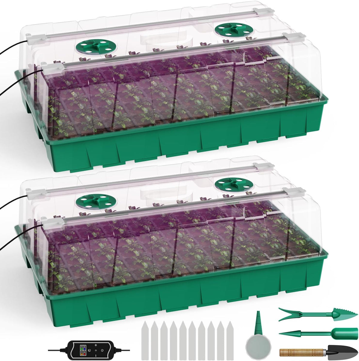 120 Cell Seed Starter Tray, Seed Starter Kit with Growth Light, 3.54-inch Humidity Dome Seedling Germinatio Starter Kit, Indoor Seed Germination Tray for Plant Reproduction and Seed Initiation.