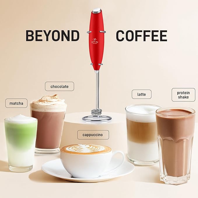 Zulay Kitchen Whisk Milk Frother with 4 Duracell Batteries - Powerful Handheld Foam Maker for Coffee, Lattes, Matcha, Hot Chocolate & Cappuccinos - Whip Creamy Froth in Seconds