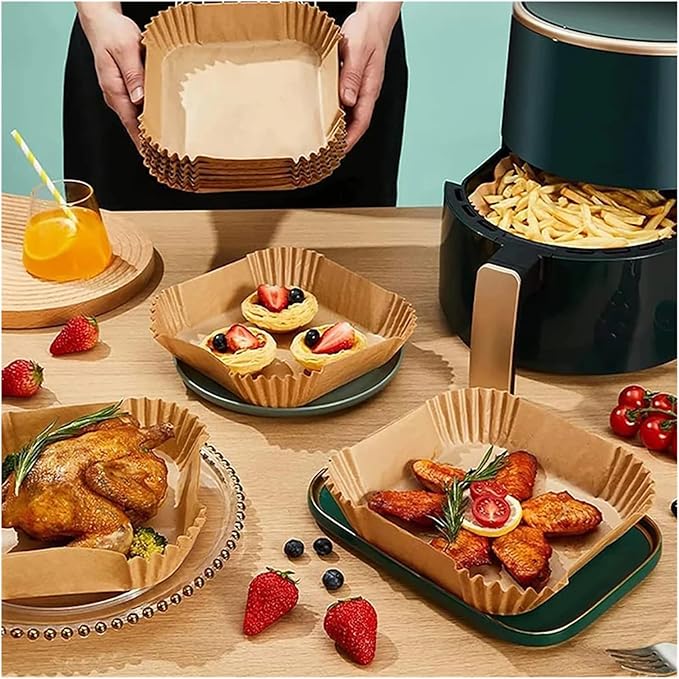 Large Air Fryer Disposable Paper Liners Nonstick 23cm Oven Airfryer Parchment Baking Paper ，Compatible For Ninja，Compatible For COSORI ，Grill Cooking Basket(16cm round,200 Pcs)