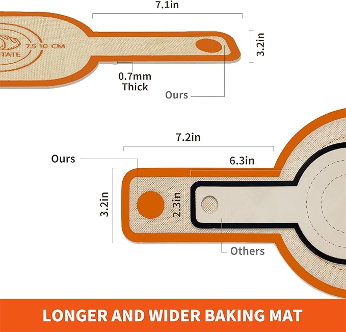 PLAPITATE Silicone Bread Sling Dutch Oven Liner, Non-Stick & Easy Clean Reusable Oval and Round Silicone Bread Baking Mat with Long Handles, Easy to Transfer Sourdough Bread - 2 Orange Set