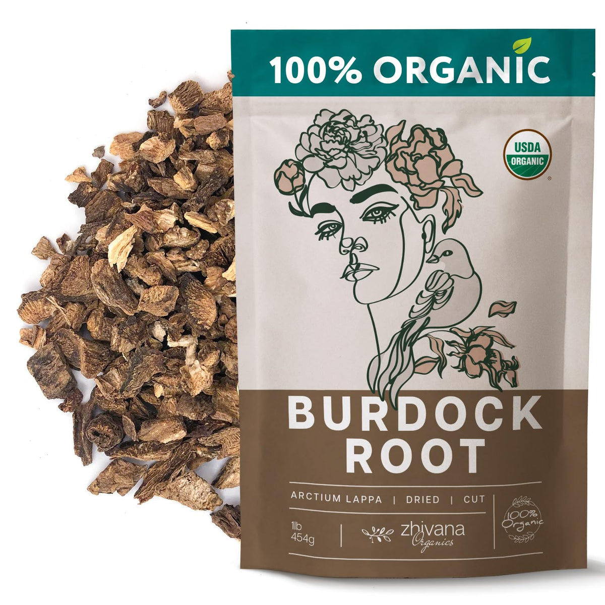 Premium Burdock Root Organic (16 oz.) - Greater Burdock Root Tea Loose - Raíz De Bardana Organica 우엉차
