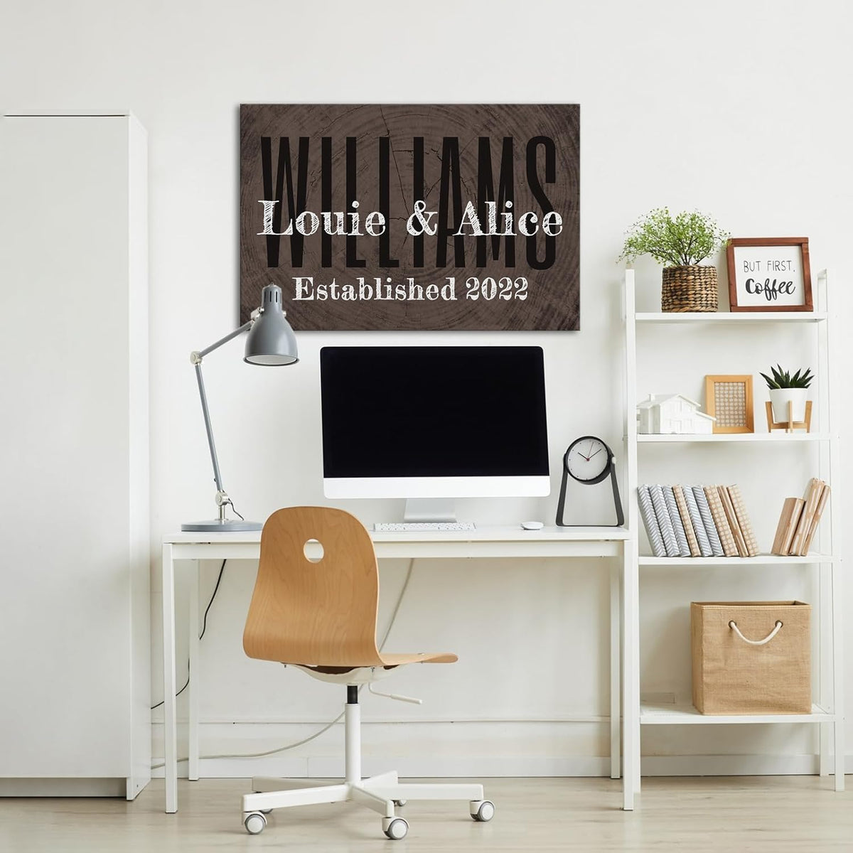iLOOKLiKE Personalized Last Name Signs with Couple's Names Wall Art Custom Family Established Date Canvas Prints Framed Unique Wedding Anniversary Housewarming Gifts for Home Decor 8×12inch