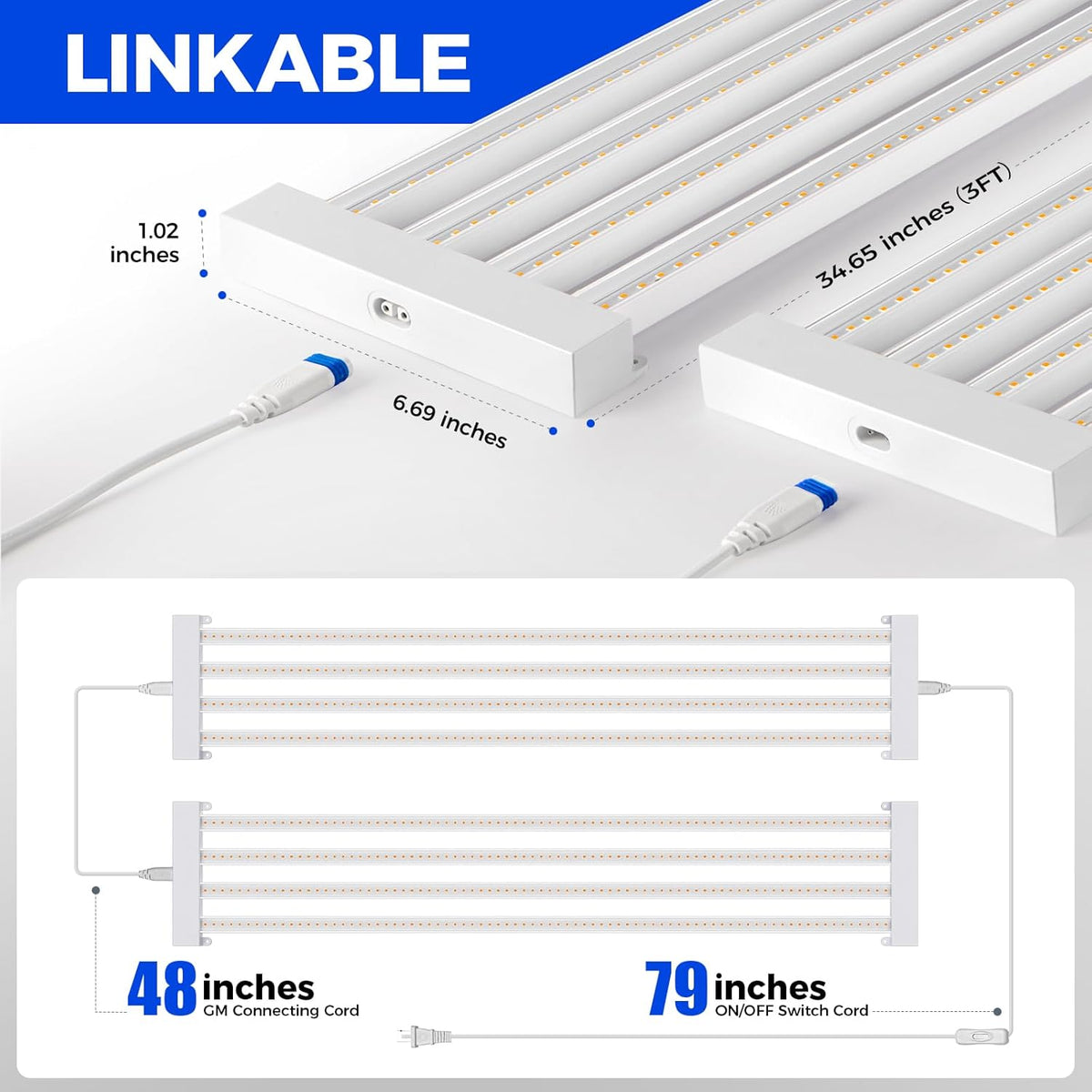 Barrina TX-L63 3FT LED Grow Light, 252W (4 x 63W), 4 Panel Wider Coverage, Full Spectrum, High PPFD, Mechanical Timer, Linkable, Hanging Light, Plant Stand with Grow Light for Indoor, Seeding, 4 Packs