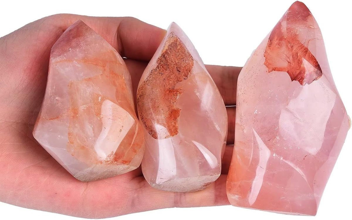 AMOYSTONE Red Hematoid Flame Shaped Stone Towers Obelisk Natural Healing Crystal Quartz Reiki Energy Decoration Home Office 0.6-1.0LBS