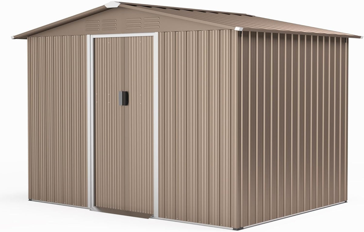 8FT x 6FT Metal Outdoor Storage Shed,Utility and Tool Shed Storage House w/Lockable Sliding Doors & Air Vent,Garden Shed for Backyard,Garden,Patio,Lawn