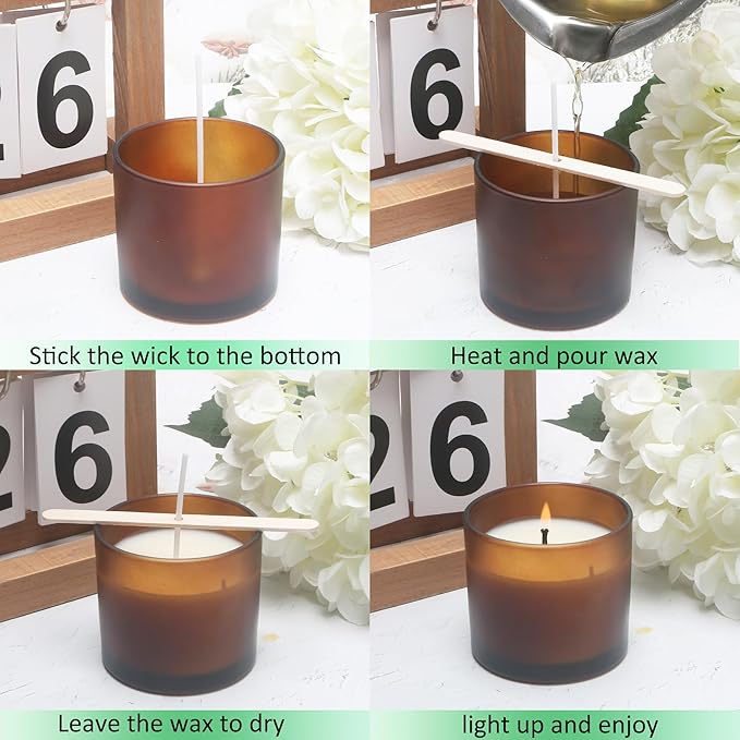 MILIVIXAY 20 Pack 4 OZ Frosted Amber Glass Candle Jars with Lids and Candle Making Kits - Bulk Small Empty Candle Jars for Making Candles - Spice, Powder Containers.